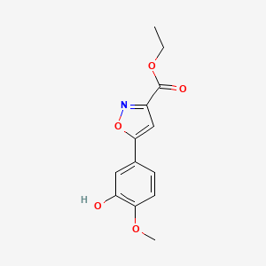 molecular formula C13H13NO5 B13707418 Ethyl 5-(3-Hydroxy-4-methoxyphenyl)isoxazole-3-carboxylate 