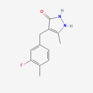 molecular formula C12H13FN2O B1370816 1,2-dihydro-4-[(3-fluoro-4-methylphenyl)methyl]-5-methyl-3H-pyrazol-3-one 