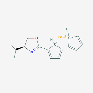 molecular formula C16H19FeNO B13708676 cyclopenta-1,3-diene;(4S)-2-cyclopenta-1,3-dien-1-yl-4-propan-2-yl-4,5-dihydro-1,3-oxazole;iron(2+) 