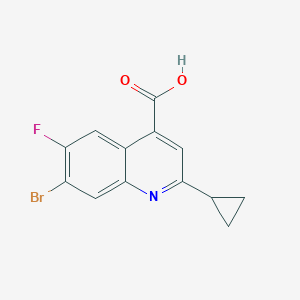 molecular formula C13H9BrFNO2 B13708919 7-Bromo-2-cyclopropyl-6-fluoroquinoline-4-carboxylic Acid 