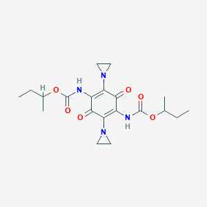 molecular formula C20H28N4O6 B137090 butan-2-yl N-[2,5-bis(aziridin-1-yl)-4-(butan-2-yloxycarbonylamino)-3,6-dioxocyclohexa-1,4-dien-1-yl]carbamate CAS No. 127786-83-8