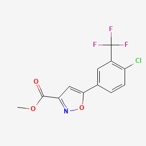 molecular formula C12H7ClF3NO3 B13709416 Methyl 5-[4-Chloro-3-(trifluoromethyl)phenyl]isoxazole-3-carboxylate 