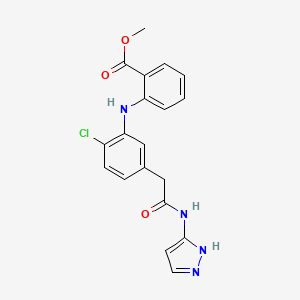 molecular formula C19H17ClN4O3 B13709599 Methyl 2-[[5-[2-[(5-Pyrazolyl)amino]-2-oxoethyl]-2-chlorophenyl]amino]benzoate 