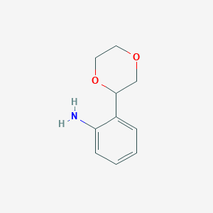 molecular formula C10H13NO2 B13709876 2-(1,4-Dioxan-2-yl)aniline 