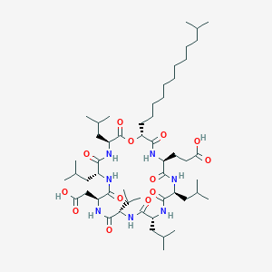 molecular formula C53H93N7O13 B13710444 cyclo[Asp-D-Leu-Leu-D-ONle(isononyl)(isononyl)-Glu-Leu-D-Leu-Val] 