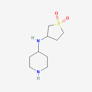 molecular formula C9H18N2O2S B1371058 3-[(Piperidin-4-yl)amino]-1lambda6-thiolane-1,1-dione CAS No. 1156601-31-8