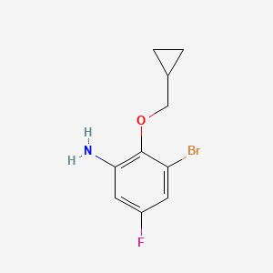 molecular formula C10H11BrFNO B1371129 3-溴-2-(环丙基甲氧基)-5-氟苯胺 CAS No. 1155956-29-8