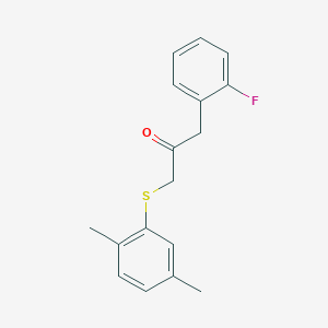 molecular formula C17H17FOS B1371179 1-[(2,5-Dimethylphenyl)sulfanyl]-3-(2-fluorophenyl)propan-2-one CAS No. 1157426-98-6