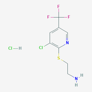 molecular formula C8H9Cl2F3N2S B1371195 2-{[3-Chloro-5-(trifluoromethyl)pyridin-2-yl]sulfanyl}ethan-1-amine hydrochloride CAS No. 1177351-21-1