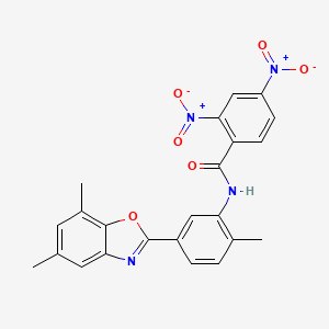 molecular formula C23H18N4O6 B13712196 N-[5-(5,7-Dimethyl-benzooxazol-2-yl)-2-methyl-phenyl]-2,4-dinitro-benzamide 