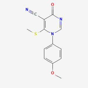 molecular formula C13H11N3O2S B1371233 1-(4-methoxyphenyl)-6-(methylsulfanyl)-4-oxopyrimidine-5-carbonitrile 