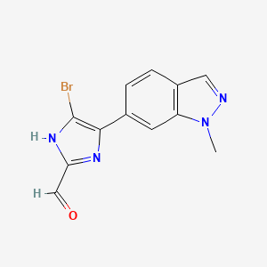 molecular formula C12H9BrN4O B13712530 5-Bromo-4-(1-methyl-6-indazolyl)imidazole-2-carbaldehyde 