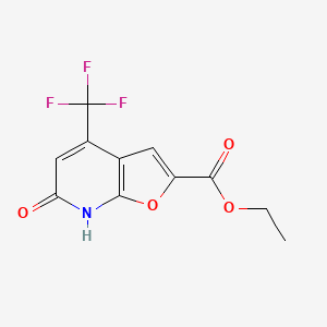 molecular formula C11H8F3NO4 B13713205 Ethyl 6,7-dihydro-6-oxo-4-(trifluoromethyl)furo-[2,3-b]-pyridine-2-carboxylate 