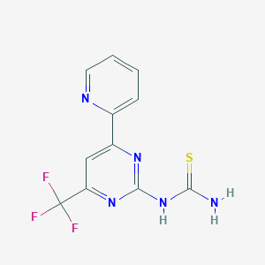 molecular formula C11H8F3N5S B13713428 6-(Pyridin-2-yl)-2-thioureido-4-(trifluoromethyl)pyrimidine 