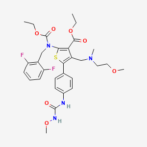 molecular formula C30H36F2N4O7S B13713574 Ethyl 2-((2,6-difluorobenzyl)(ethoxycarbonyl)amino)-4-(((2-methoxyethyl)(methyl)amino)methyl)-5-(4-(3-methoxyureido)phenyl)thiophene-3-carboxylate 