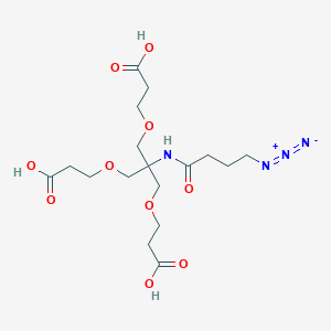 molecular formula C17H28N4O10 B13713700 Azidobutanamide-tri-(carboxyethoxymethyl)-methane 