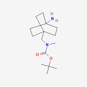 molecular formula C15H28N2O2 B13713775 tert-Butyl ((4-aminobicyclo[2.2.2]octan-1-yl)methyl)(methyl)carbamate 