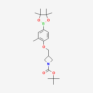 molecular formula C22H34BNO5 B13714018 tert-Butyl 3-((2-methyl-4-(4,4,5,5-tetramethyl-1,3,2-dioxaborolan-2-yl)phenoxy)methyl)azetidine-1-carboxylate 