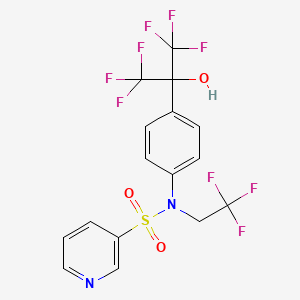 molecular formula C16H11F9N2O3S B13714293 N-(4-(1,1,1,3,3,3-Hexafluoro-2-hydroxypropan-2-yl)phenyl)-N-(2,2,2-trifluoroethyl)pyridine-3-sulfonamide 