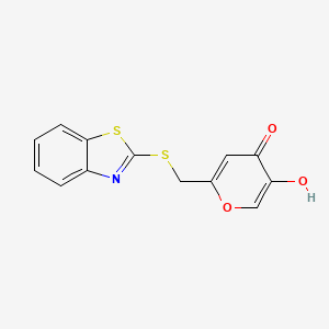 molecular formula C13H9NO3S2 B1371438 2-((benzo[d]thiazol-2-ylthio)methyl)-5-hydroxy-4H-pyran-4-one 