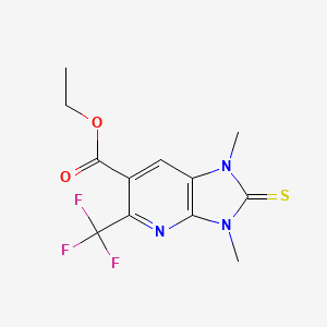 molecular formula C12H12F3N3O2S B13714643 Ethyl 1,3-dimethyl-2-thioxo-5-(trifluoromethyl)-2,3-dihydro-1H-imidazo-[4,5-b]-pyridine-6-carboxylate 