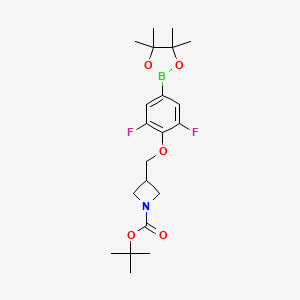 molecular formula C21H30BF2NO5 B13714671 tert-Butyl 3-((2,6-difluoro-4-(4,4,5,5-tetramethyl-1,3,2-dioxaborolan-2-yl)phenoxy)methyl)azetidine-1-carboxylate 