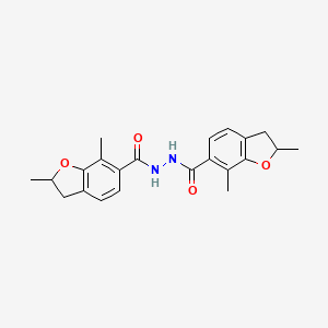 molecular formula C22H24N2O4 B13714898 N'-(2,7-dimethyl-2,3-dihydro-1-benzofuran-6-carbonyl)-2,7-dimethyl-2,3-dihydro-1-benzofuran-6-carbohydrazide CAS No. 887582-60-7