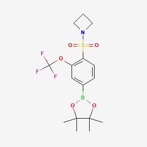 molecular formula C16H21BF3NO5S B13715050 1-((4-(4,4,5,5-Tetramethyl-1,3,2-dioxaborolan-2-yl)-2-(trifluoromethoxy)phenyl)sulfonyl)azetidine 