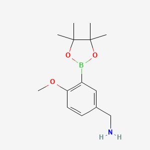 molecular formula C14H22BNO3 B13715153 5-(Aminomethyl)-2-methoxyphenylboronic Acid Pinacol Ester 
