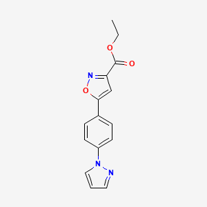 molecular formula C15H13N3O3 B13715212 Ethyl 5-[4-(1-Pyrazolyl)phenyl]isoxazole-3-carboxylate 