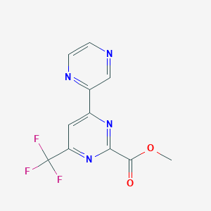 molecular formula C11H7F3N4O2 B13715674 Methyl 4-(pyrazin-2-yl)-6-(trifluoromethyl)pyrimidine-2-carboxylate 