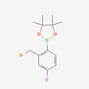 molecular formula C13H17BBrFO2 B1371577 2-(2-(溴甲基)-4-氟苯基)-4,4,5,5-四甲基-1,3,2-二氧杂硼环丁烷 CAS No. 850567-57-6