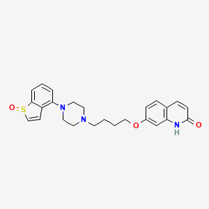 molecular formula C25H27N3O3S B1371586 2(1H)-喹啉酮，7-(4-(4-(1-氧化苯并(b)噻吩-4-基)-1-哌嗪基)丁氧基)- CAS No. 1191900-51-2