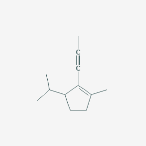 molecular formula C12H18 B137159 Cyclopentene, 1-methyl-3-(1-methylethyl)-2-(1-propynyl)-(9CI) CAS No. 126133-03-7