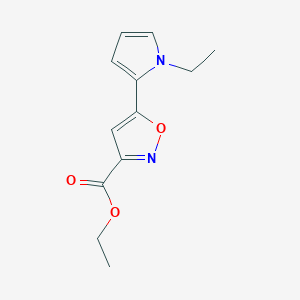 molecular formula C12H14N2O3 B13715927 Ethyl 5-(1-Ethyl-2-pyrrolyl)isoxazole-3-carboxylate 