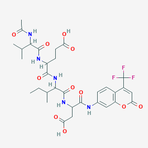 molecular formula C32H40F3N5O11 B13716635 N-Acetylvalyl-alpha-glutamylisoleucyl-N-[2-oxo-4-(trifluoromethyl)-2H-1-benzopyran-7-yl]-alpha-asparagine CAS No. 210345-01-0