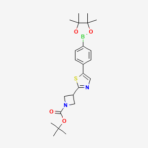 molecular formula C23H31BN2O4S B13716703 tert-Butyl 3-(5-(4-(4,4,5,5-tetramethyl-1,3,2-dioxaborolan-2-yl)phenyl)thiazol-2-yl)azetidine-1-carboxylate 