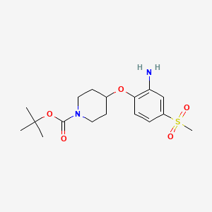 molecular formula C17H26N2O5S B13717360 tert-Butyl 4-(2-amino-4-(methylsulfonyl)phenoxy)piperidine-1-carboxylate 