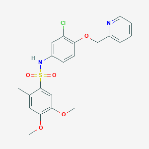 molecular formula C21H21ClN2O5S B13717394 N-[3-Chloro-4-(2-pyridylmethoxy)phenyl]-4,5-dimethoxy-2-methylbenzenesulfonamide 