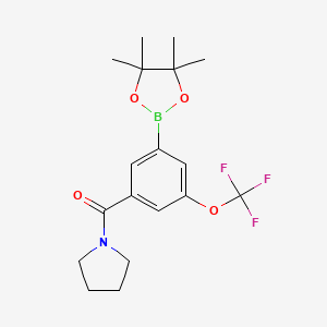 molecular formula C18H23BF3NO4 B13717432 Pyrrolidin-1-yl(3-(4,4,5,5-tetramethyl-1,3,2-dioxaborolan-2-yl)-5-(trifluoromethoxy)phenyl)methanone 
