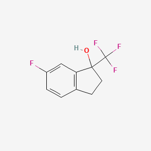 molecular formula C10H8F4O B13717516 6-Fluoro-1-(trifluoromethyl)-1-indanol 