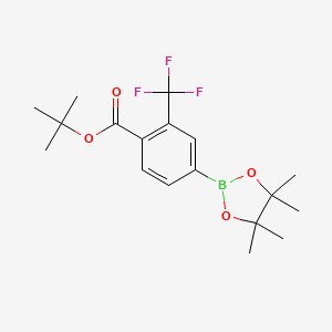 molecular formula C18H24BF3O4 B13717788 tert-Butyl 4-(4,4,5,5-tetramethyl-1,3,2-dioxaborolan-2-yl)-2-(trifluoromethyl)benzoate 