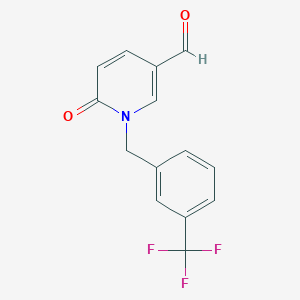 molecular formula C14H10F3NO2 B1371800 6-氧代-1-[3-(三氟甲基)苄基]-1,6-二氢-3-吡啶甲醛 CAS No. 952183-57-2