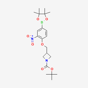 molecular formula C21H31BN2O7 B13718080 tert-Butyl 3-((2-nitro-4-(4,4,5,5-tetramethyl-1,3,2-dioxaborolan-2-yl)phenoxy)methyl)azetidine-1-carboxylate 