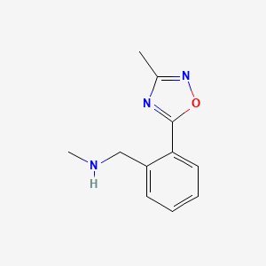 molecular formula C11H13N3O B1371810 N-methyl-1-[2-(3-methyl-1,2,4-oxadiazol-5-yl)phenyl]methanamine CAS No. 879896-56-7
