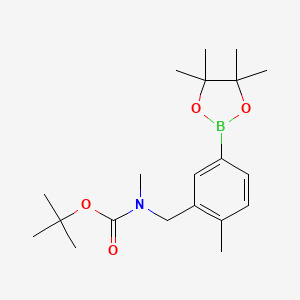 molecular formula C20H32BNO4 B13718196 Methyl-[2-methyl-5-(4,4,5,5-tetramethyl-[1,3,2]dioxaborolan-2-yl)-benzyl]-carbamic acid tert-butyl ester 