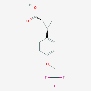 molecular formula C12H11F3O3 B13718265 trans 2-(4-(2,2,2-Trifluoroethoxy)phenyl)cyclopropanecarboxylic acid 
