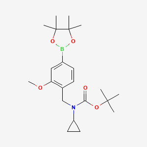 molecular formula C22H34BNO5 B13718402 Cyclopropyl-[2-methoxy-4-(4,4,5,5-tetramethyl-[1,3,2]dioxaborolan-2-yl)-benzyl]-carbamic acid tert-butyl ester 