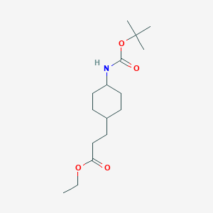 molecular formula C16H29NO4 B13718477 Ethyl 3-((1r,4r)-4-((tert-butoxycarbonyl)amino)cyclohexyl)propanoate 