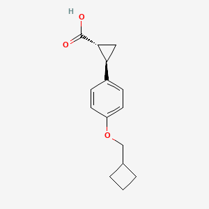 molecular formula C15H18O3 B13718482 trans 2-(4-(Cyclobutylmethoxy)phenyl)cyclopropanecarboxylic acid 
